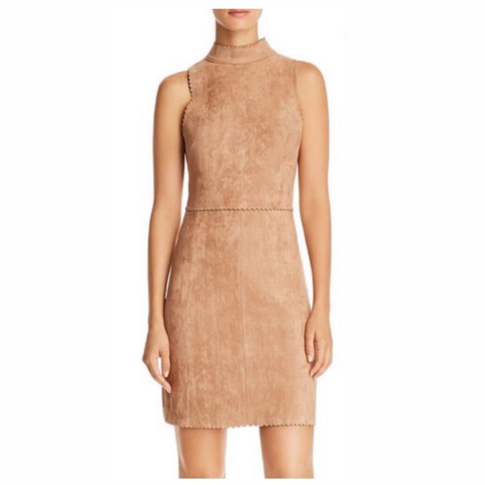 Aqua suede scalloped mini dress